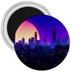 The Sun Night Music The City Background 80s, 80 s Synth 3  Magnets Front