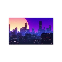 The Sun Night Music The City Background 80s, 80 s Synth Sticker (rectangular) by uniart180623