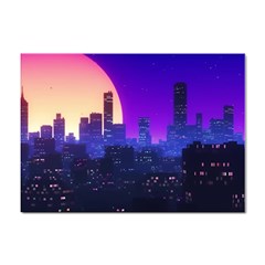 The Sun Night Music The City Background 80s, 80 s Synth Sticker A4 (10 Pack) by uniart180623