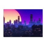 The Sun Night Music The City Background 80s, 80 s Synth Sticker A4 (10 pack) Front