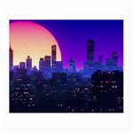 The Sun Night Music The City Background 80s, 80 s Synth Small Glasses Cloth (2 Sides) Back