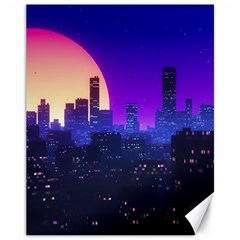 The Sun Night Music The City Background 80s, 80 s Synth Canvas 11  X 14  by uniart180623