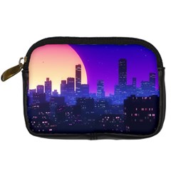 The Sun Night Music The City Background 80s, 80 s Synth Digital Camera Leather Case by uniart180623