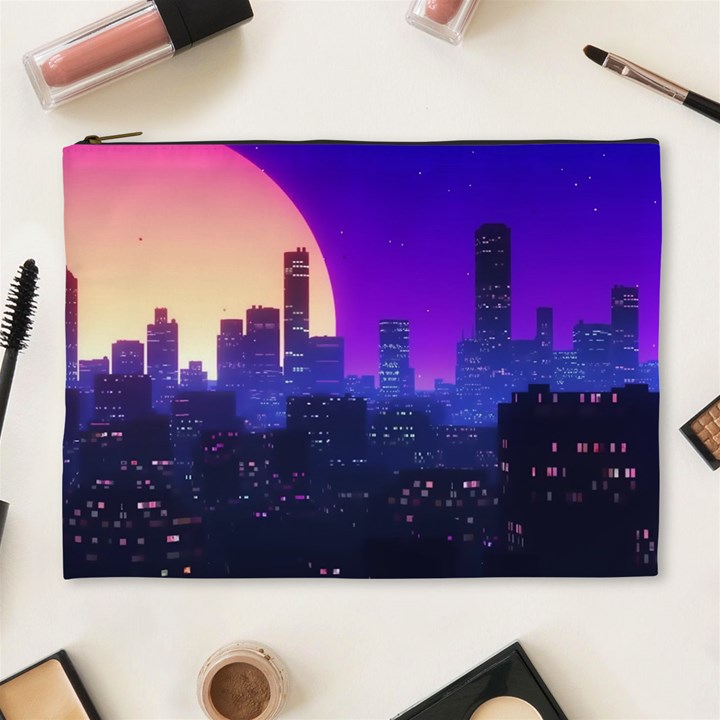 The Sun Night Music The City Background 80s, 80 s Synth Cosmetic Bag (XL)