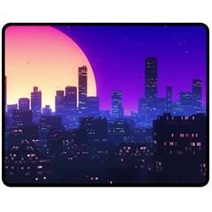 The Sun Night Music The City Background 80s, 80 s Synth Fleece Blanket (medium) by uniart180623