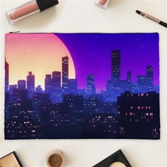 The Sun Night Music The City Background 80s, 80 s Synth Cosmetic Bag (xxl) by uniart180623