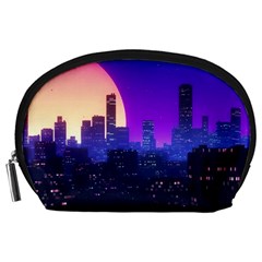 The Sun Night Music The City Background 80s, 80 s Synth Accessory Pouch (large) by uniart180623