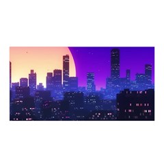 The Sun Night Music The City Background 80s, 80 s Synth Satin Wrap 35  X 70  by uniart180623