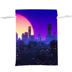 The Sun Night Music The City Background 80s, 80 s Synth Lightweight Drawstring Pouch (xl) by uniart180623