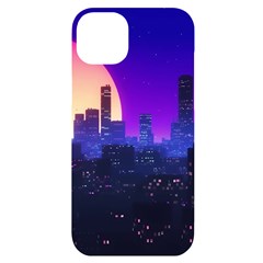 The Sun Night Music The City Background 80s, 80 s Synth Iphone 14 Plus Black Uv Print Case by uniart180623