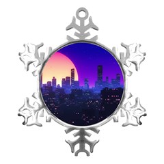 The Sun Night Music The City Background 80s, 80 s Synth Metal Small Snowflake Ornament