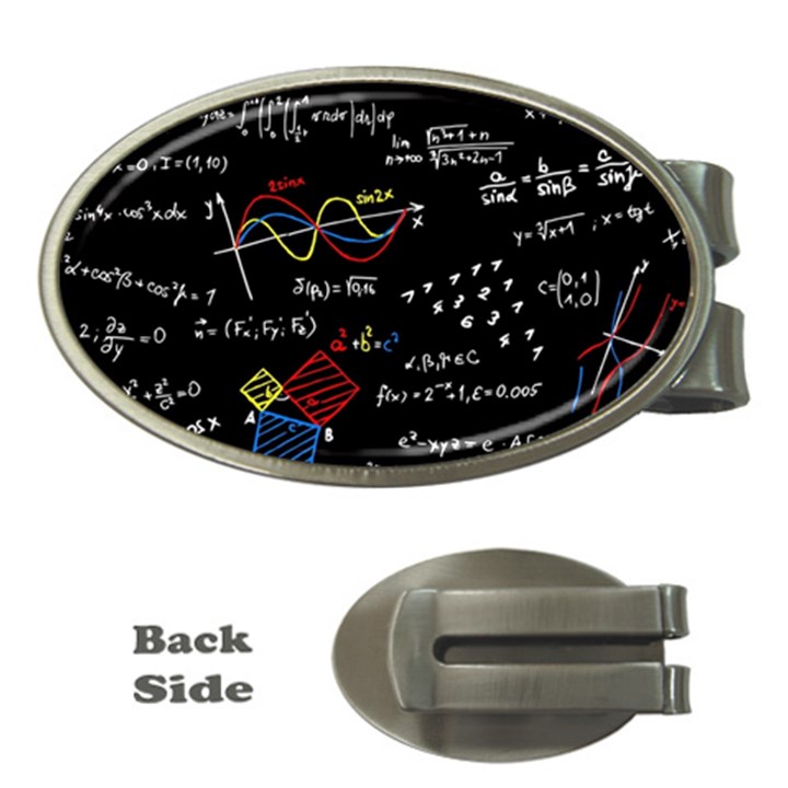 Black Background With Text Overlay Mathematics Formula Board Money Clips (Oval) 