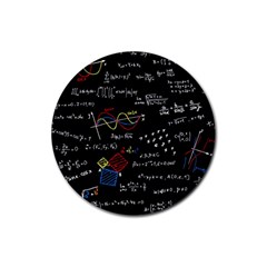 Black Background With Text Overlay Mathematics Formula Board Rubber Coaster (round) by uniart180623