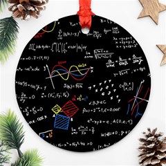 Black Background With Text Overlay Mathematics Formula Board Round Ornament (two Sides) by uniart180623