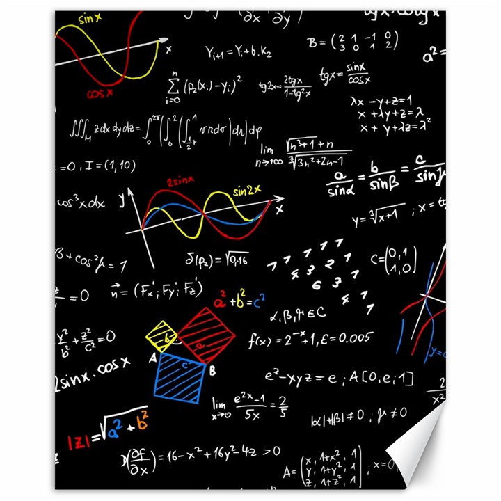 Black Background With Text Overlay Mathematics Formula Board Canvas 16  x 20 