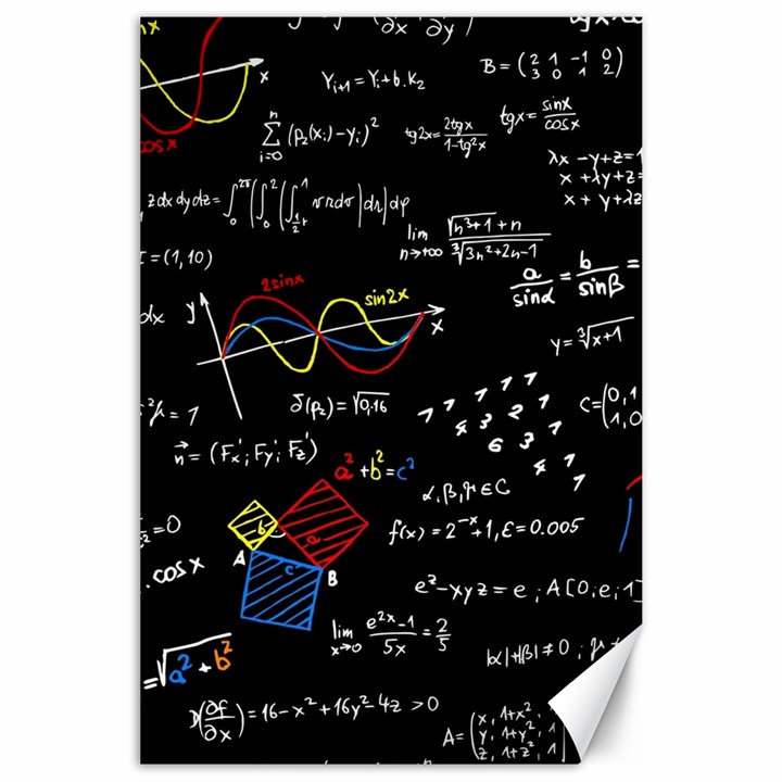 Black Background With Text Overlay Mathematics Formula Board Canvas 24  x 36 