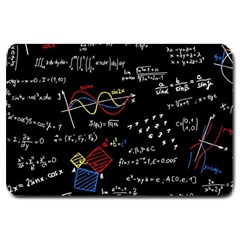 Black Background With Text Overlay Mathematics Formula Board Large Doormat by uniart180623