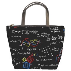 Black Background With Text Overlay Mathematics Formula Board Bucket Bag by uniart180623