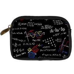 Black Background With Text Overlay Mathematics Formula Board Digital Camera Leather Case by uniart180623