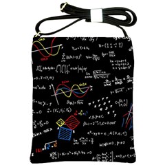 Black Background With Text Overlay Mathematics Formula Board Shoulder Sling Bag by uniart180623