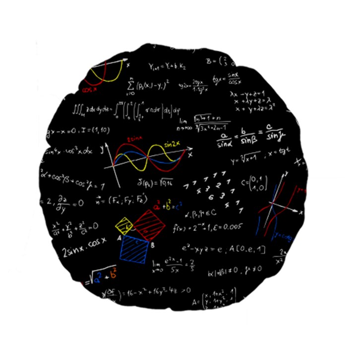 Black Background With Text Overlay Mathematics Formula Board Standard 15  Premium Flano Round Cushions