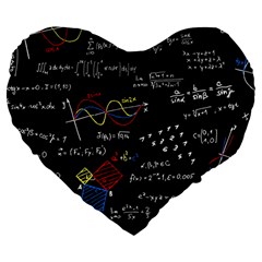 Black Background With Text Overlay Mathematics Formula Board Large 19  Premium Flano Heart Shape Cushions by uniart180623