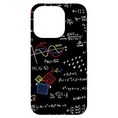 Black Background With Text Overlay Mathematics Formula Board Iphone 14 Pro Black Uv Print Case by uniart180623