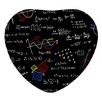 Black Background With Text Overlay Mathematics Formula Board Heart Glass Fridge Magnet (4 pack) Front