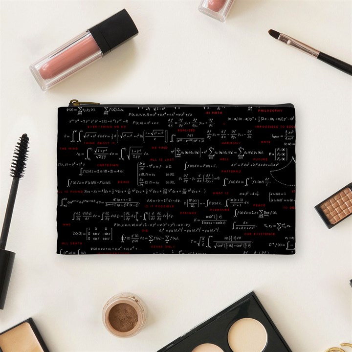 Black Background With Text Overlay Digital Art Mathematics Cosmetic Bag (Medium)