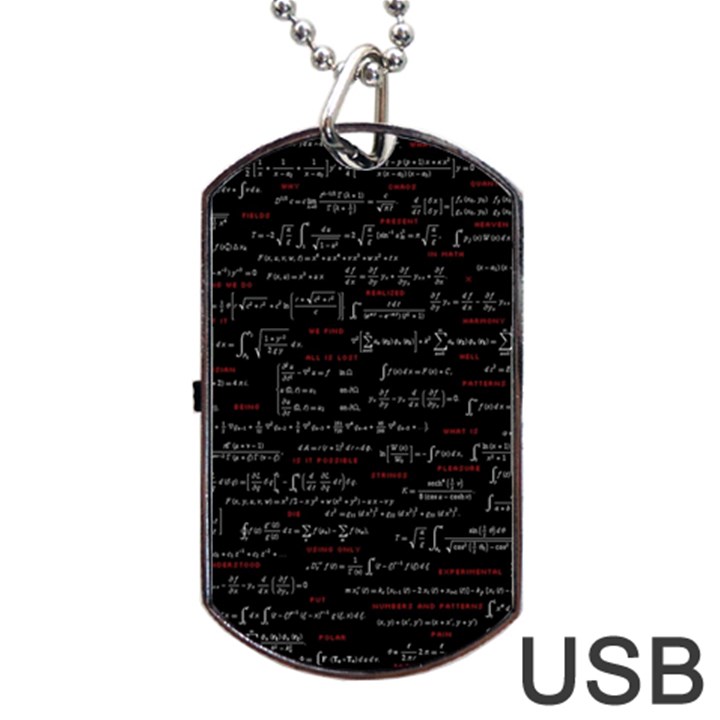 Black Background With Text Overlay Digital Art Mathematics Dog Tag USB Flash (One Side)