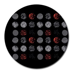 Black And Multicolored Polka Dot Artwork Digital Art Round Mousepad by uniart180623