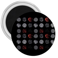 Black And Multicolored Polka Dot Artwork Digital Art 3  Magnets by uniart180623