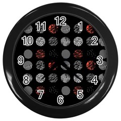 Black And Multicolored Polka Dot Artwork Digital Art Wall Clock (black) by uniart180623