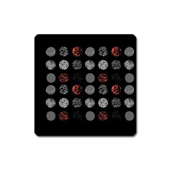 Black And Multicolored Polka Dot Artwork Digital Art Square Magnet by uniart180623