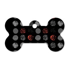 Black And Multicolored Polka Dot Artwork Digital Art Dog Tag Bone (one Side) by uniart180623