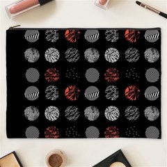 Black And Multicolored Polka Dot Artwork Digital Art Cosmetic Bag (xxxl) by uniart180623