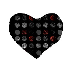 Black And Multicolored Polka Dot Artwork Digital Art Standard 16  Premium Heart Shape Cushions by uniart180623