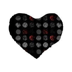 Black And Multicolored Polka Dot Artwork Digital Art Standard 16  Premium Flano Heart Shape Cushions by uniart180623