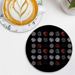 Black And Multicolored Polka Dot Artwork Digital Art Uv Print Round Tile Coaster by uniart180623