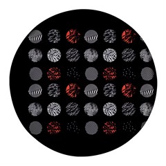 Black And Multicolored Polka Dot Artwork Digital Art Round Glass Fridge Magnet (4 Pack) by uniart180623