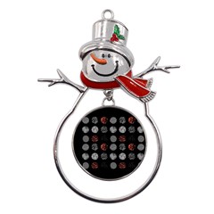 Black And Multicolored Polka Dot Artwork Digital Art Metal Snowman Ornament