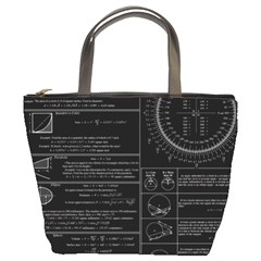 Black Background With Text Overlay Mathematics Trigonometry Bucket Bag by uniart180623