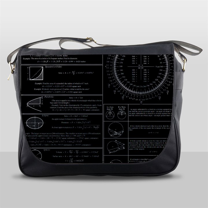 Black Background With Text Overlay Mathematics Trigonometry Messenger Bag