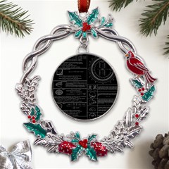 Black Background With Text Overlay Mathematics Trigonometry Metal X mas Wreath Holly Leaf Ornament