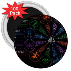 Zodiac Geek 3  Magnets (100 Pack) by uniart180623