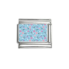 Pink And Blue Floral Wallpaper Italian Charm (9mm) by uniart180623