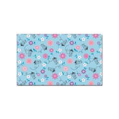 Pink And Blue Floral Wallpaper Sticker (rectangular) by uniart180623