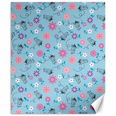 Pink And Blue Floral Wallpaper Canvas 8  X 10 