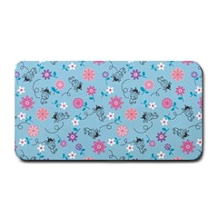 Pink And Blue Floral Wallpaper Medium Bar Mat by uniart180623