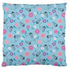 Pink And Blue Floral Wallpaper Large Cushion Case (one Side) by uniart180623